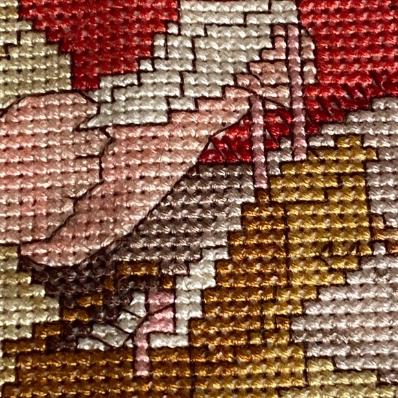 Norman Rockwell vintage cross stitch. Couple with animals on loveseat - Picture 9 of 14